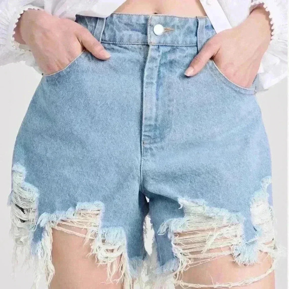 Sea - Oona Frayed Denim Jean Shorts - Size 6 - Picture 1 of 6